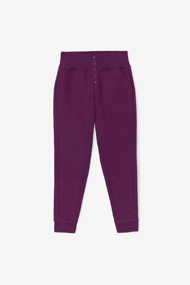 Fila Finley High Rise Quilted Jogger Purple Pants Womens - NZ 37968-FSQW